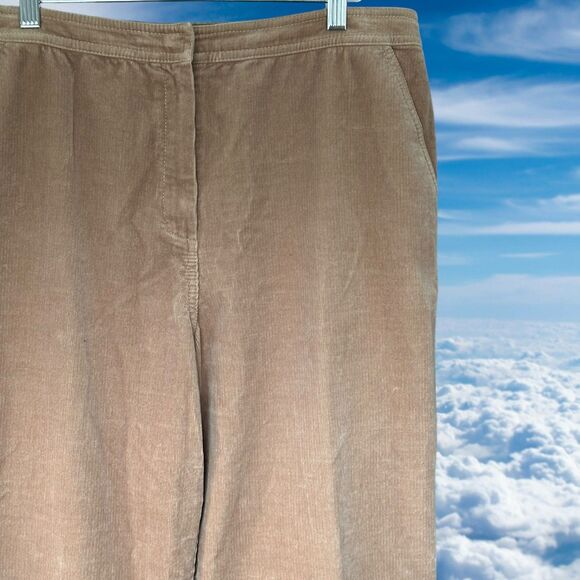 St. John Sport by Marie Gray Brown Corduroy Pants Size 12 Wide Leg High Rise - Picture 2 of 9